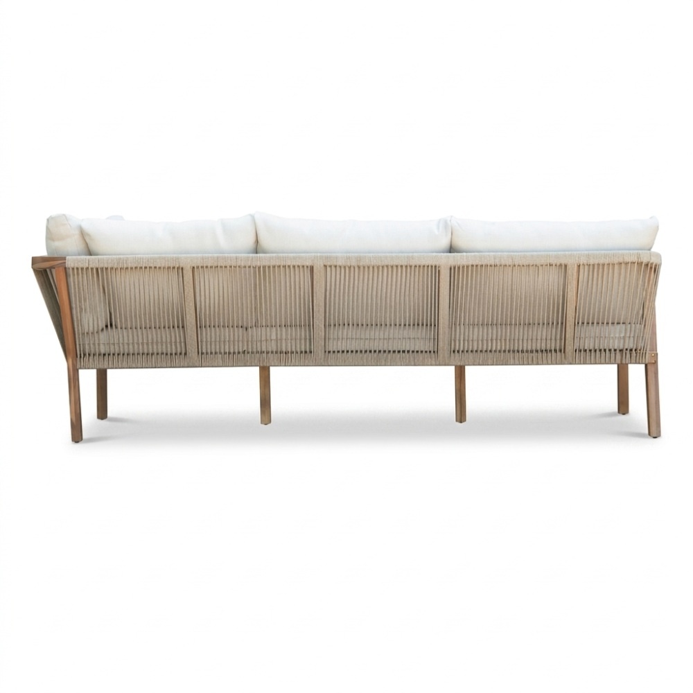 Bergamo hoek loungeset 6 personen | touw + hardhout | zand | 4-delig - 230x230cm