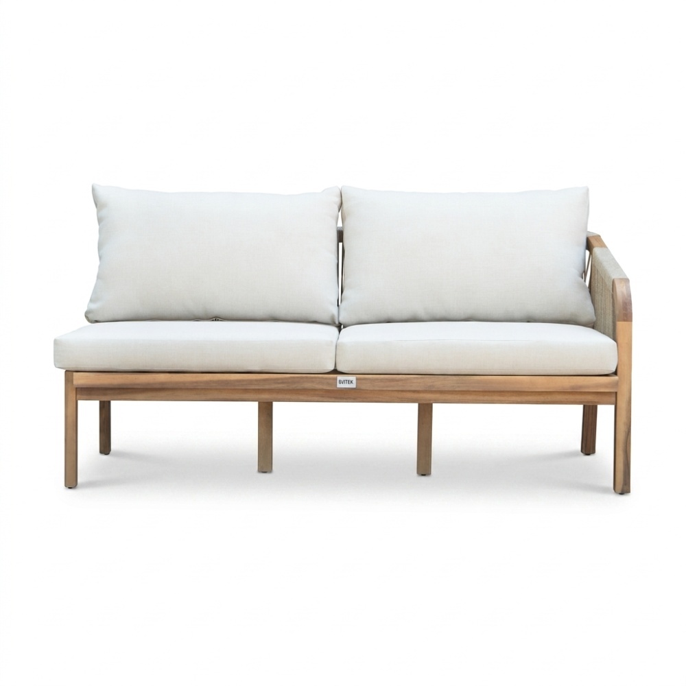Bergamo hoek loungeset 6 personen | touw + hardhout | zand | 4-delig - 230x230cm