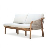 Bergamo hoek loungeset 6 personen | touw + hardhout | zand | 4-delig - 230x230cm