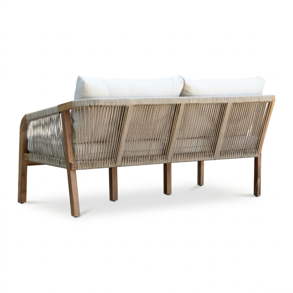 Bergamo hoek loungeset 6 personen | touw + hardhout | zand | 4-delig - 230x230cm