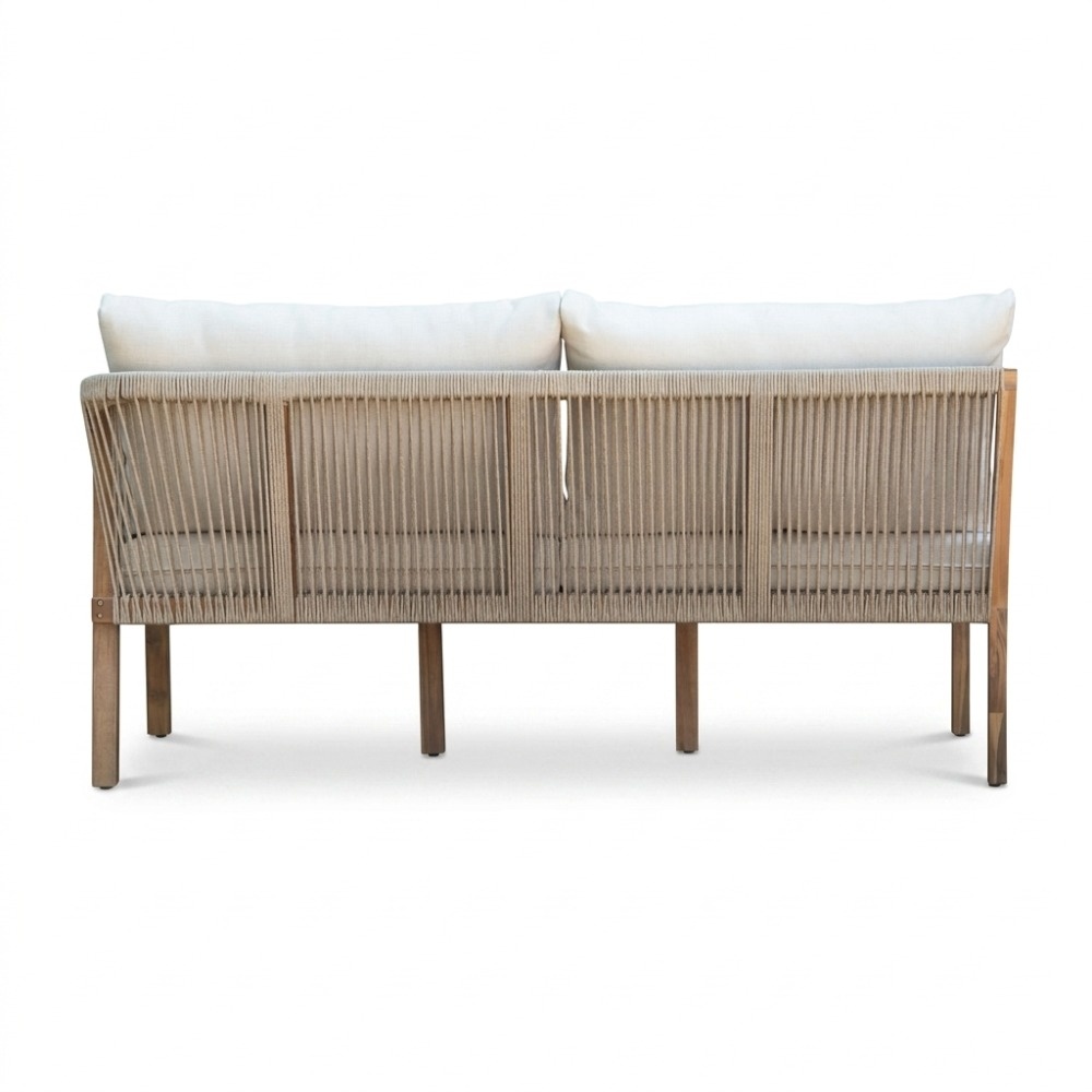 Bergamo hoek loungeset 6 personen | touw + hardhout | zand | 4-delig - 230x230cm