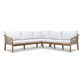 Bergamo hoek loungeset 6 personen | touw + hardhout | zand | 4-delig - 230x230cm