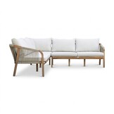 Bergamo hoek loungeset 6 personen | touw + hardhout | zand | 4-delig - 230x230cm
