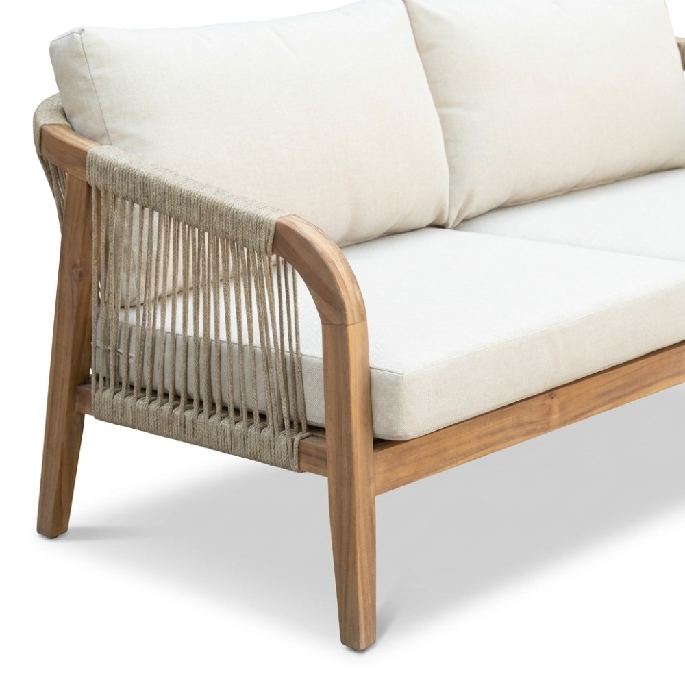 Bergamo hoek loungeset 6 personen | touw + hardhout | zand | 4-delig - 230x230cm
