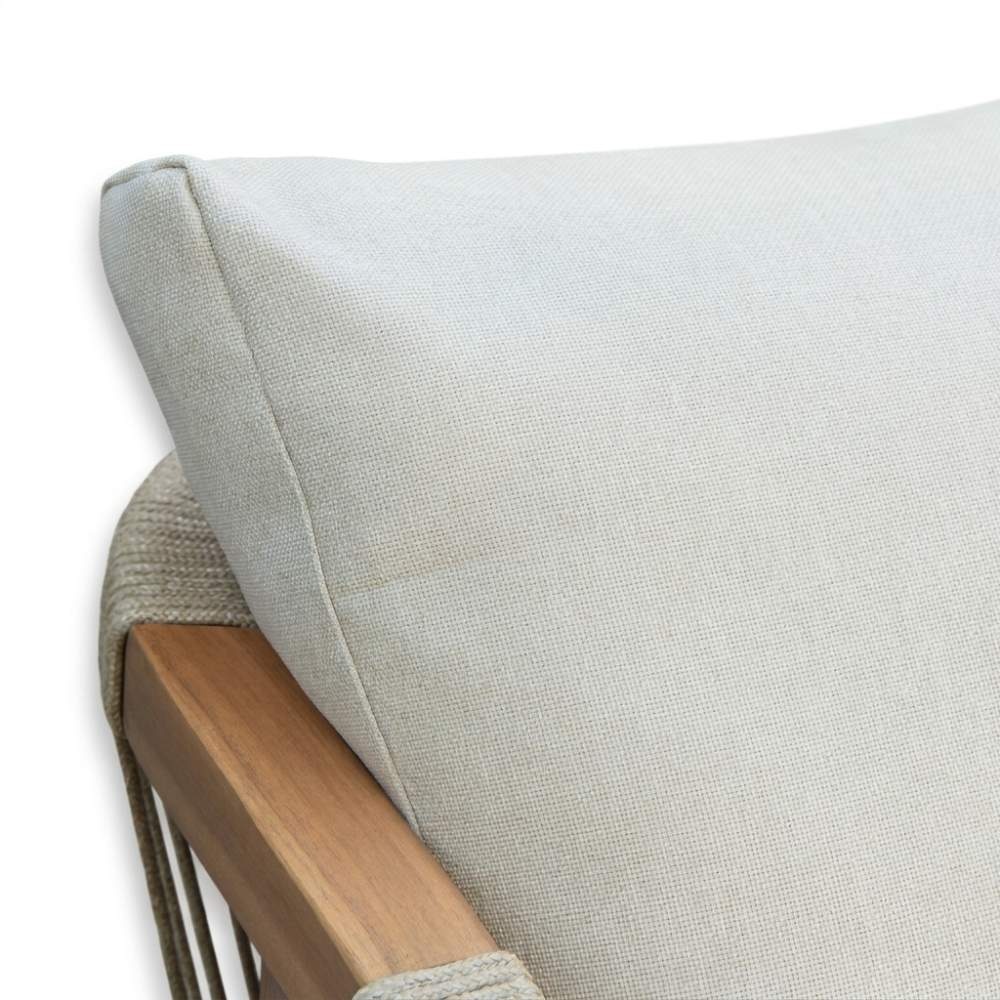 Bergamo hoek loungeset 6 personen | touw + hardhout | zand | 4-delig - 230x230cm