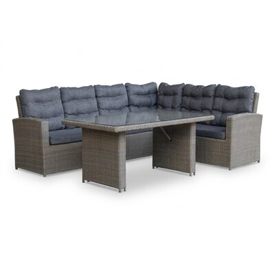 Kopenhagen hoek loungeset 6 personen | wicker | Ash Grey | 3-delig - 246x194cm