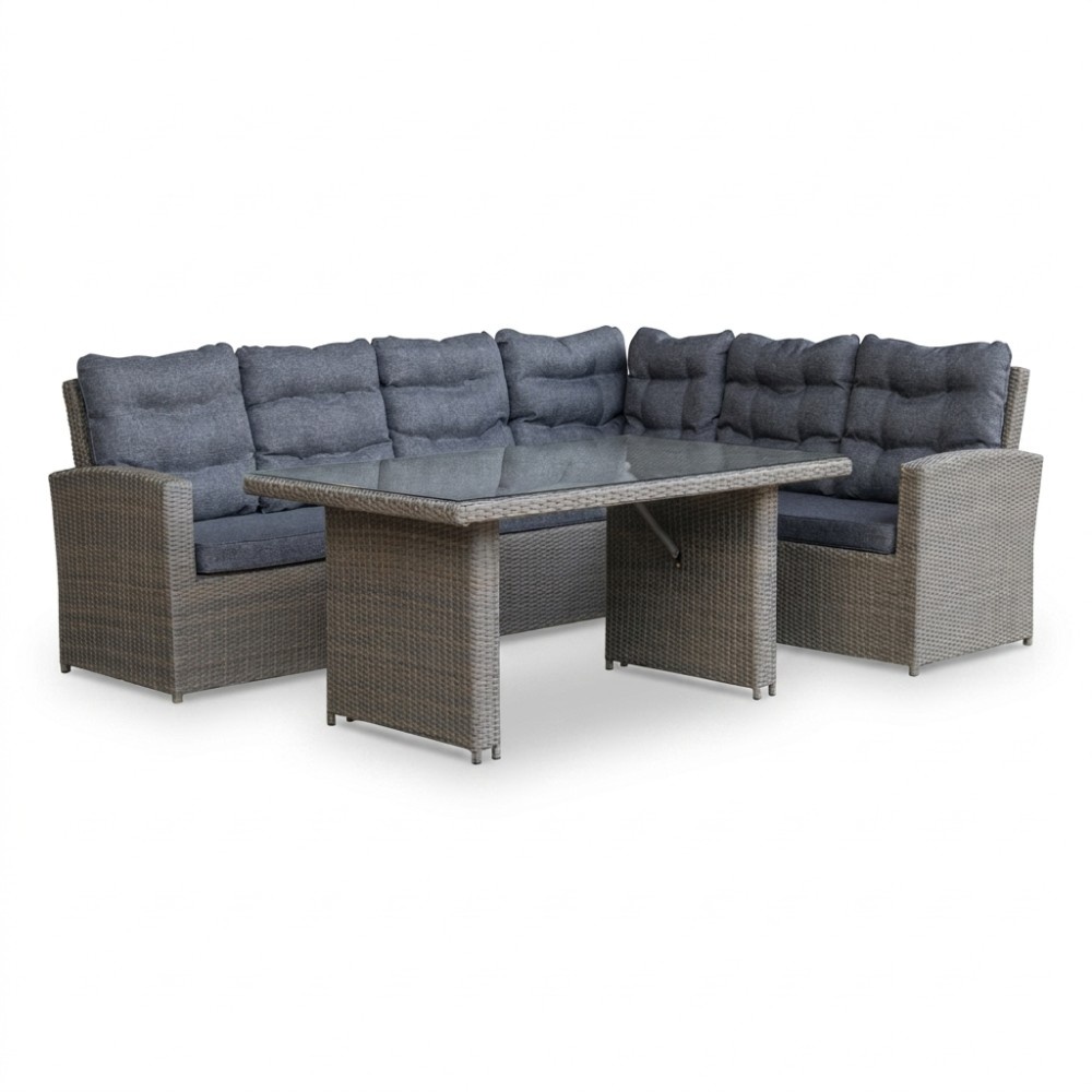 Kopenhagen hoek loungeset 6 personen | wicker | Ash Grey | 3-delig - 246x194cm