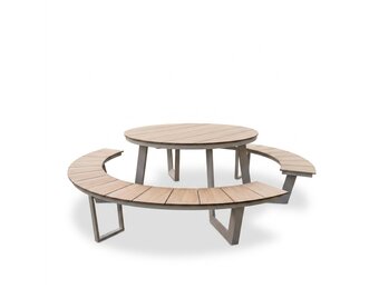 Auckland picknick dining tuinset | aluminium + polywood | Natural Wood/beige | 239cm rond