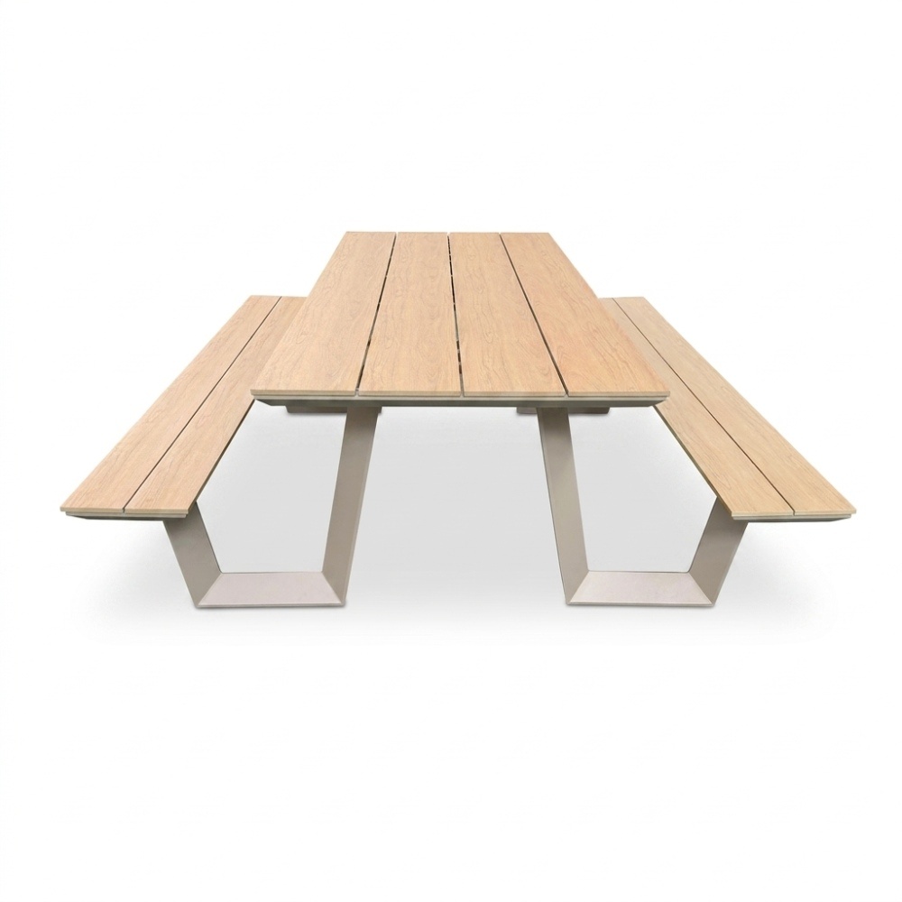 Brisbane picknick dining tuinset | aluminium + polywood | Natural Wood/beige | 200cm