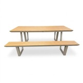 Brisbane picknick dining tuinset | aluminium + polywood | Natural Wood/beige | 200cm