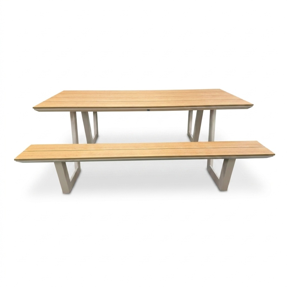 Brisbane picknick dining tuinset | aluminium + polywood | Natural Wood/beige | 200cm
