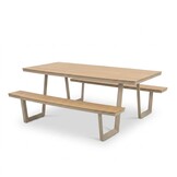 Brooklyn picknick dining tuinset | aluminium + polywood | Natural Wood/beige | 200cm ovaal