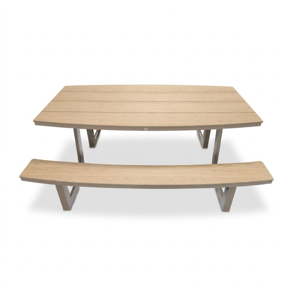 Brooklyn picknick dining tuinset | aluminium + polywood | Natural Wood/beige | 200cm ovaal