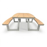 Brooklyn picknick dining tuinset | aluminium + polywood | Natural Wood/beige | 200cm ovaal