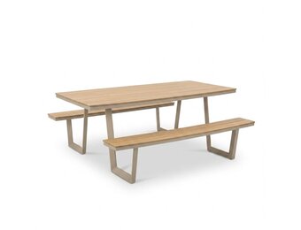 Brooklyn picknick dining tuinset | aluminium + polywood | Natural Wood/beige | 200cm ovaal