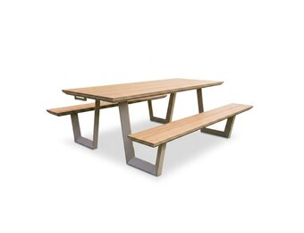 Brisbane picknick dining tuinset | aluminium + polywood | Natural Wood/beige | 200cm
