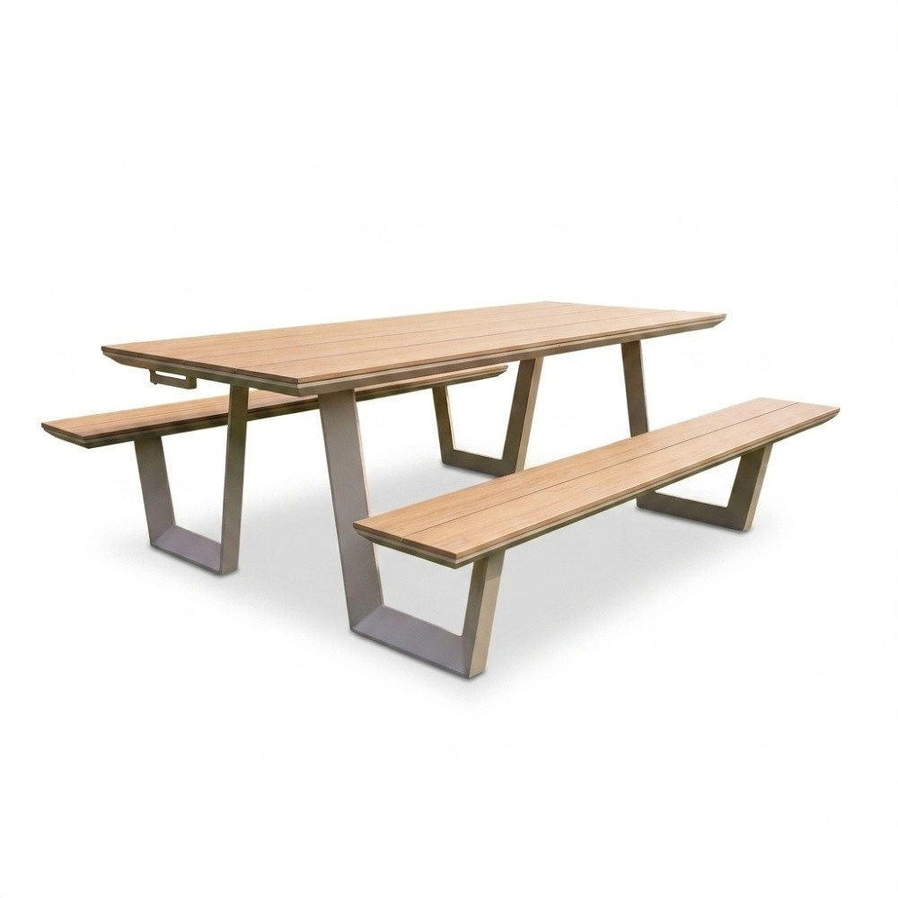 Brisbane picknick dining tuinset | aluminium + polywood | Natural Wood/beige | 200cm