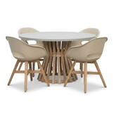 Elzas/Karlstad beige dining tuinset | 4 personen | polystone + kunststof | Ø135cm rond