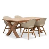 Riga/Karlstad beige dining tuinset | 4 personen | teakhout + kunststof | 200cm