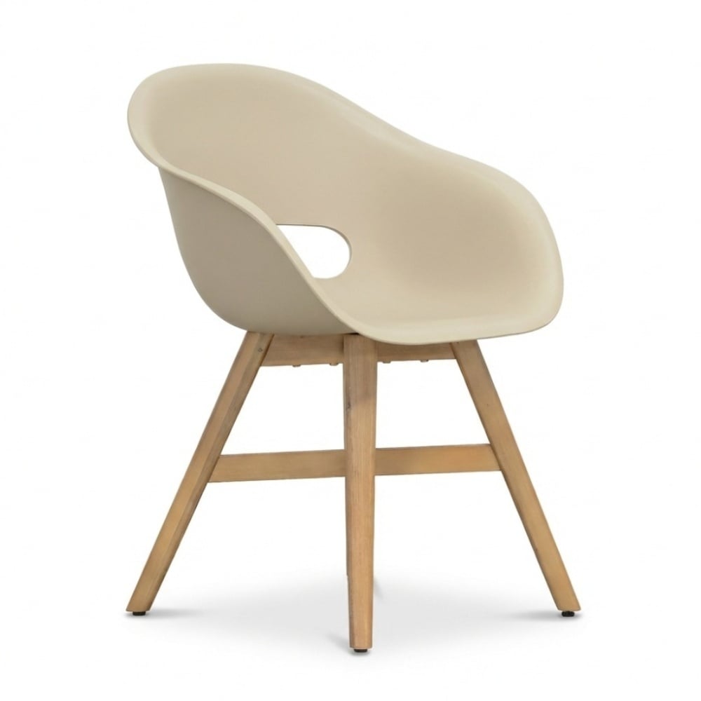 Singapore/Karlstad beige dining tuinset | 4 personen | teakhout + kunststof | 150cm