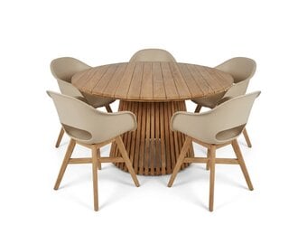 Palau/Karlstad beige dining tuinset | 5 personen | teakhout + kunststof | Ø140cm rond