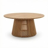 Palau/Karlstad beige dining tuinset | 8 personen | teakhout + kunststof | 180cm rond
