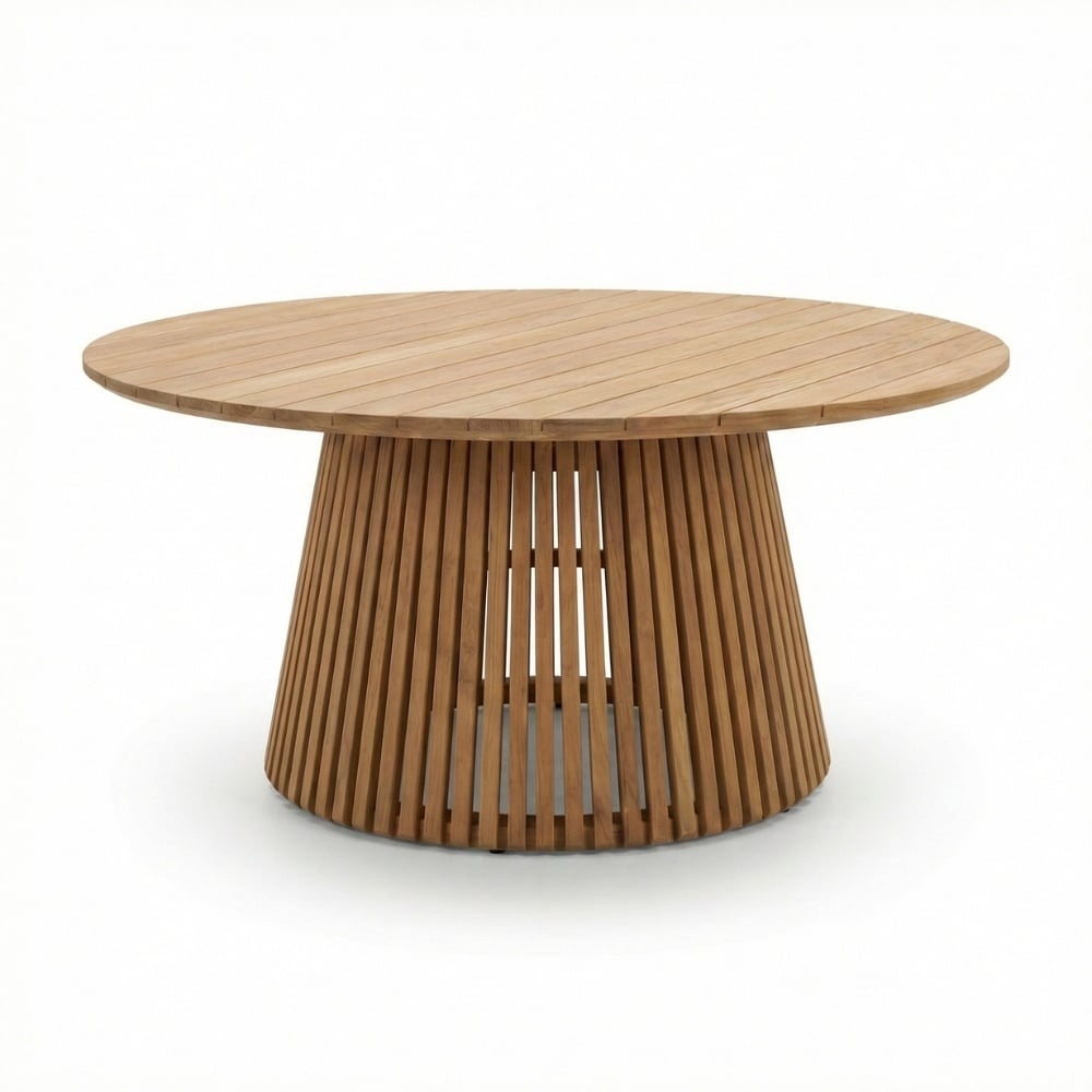 Palau/Karlstad beige dining tuinset | 8 personen | teakhout + kunststof | 180cm rond