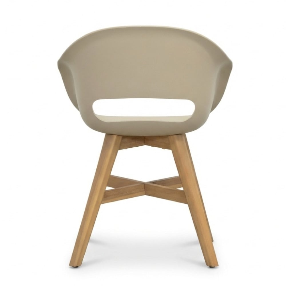 Palau/Karlstad beige dining tuinset | 5 personen | teakhout + kunststof | Ø140cm rond
