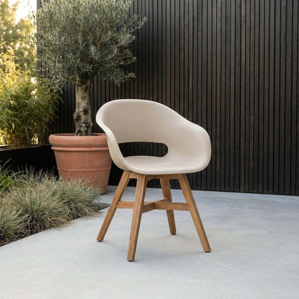 Gotenburg/Karlstad beige dining tuinset | 6 personen | teakhout + kunststof | 250cm