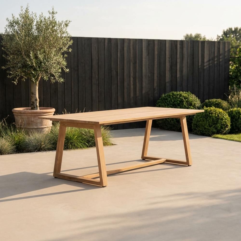 Gotenburg/Karlstad beige dining tuinset | 4 personen | teakhout + kunststof | 200cm