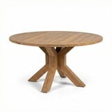 Genua/Karlstad beige dining tuinset | 5 personen | teakhout + kunststof | 140cm rond