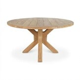 Genua/Karlstad beige dining tuinset | 5 personen | teakhout + kunststof | 140cm rond