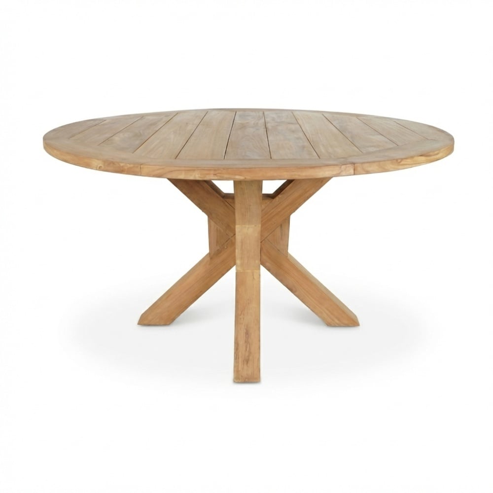 Genua/Karlstad beige dining tuinset | 5 personen | teakhout + kunststof | 140cm rond