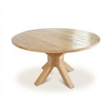 Genua/Karlstad beige dining tuinset | 5 personen | teakhout + kunststof | 140cm rond