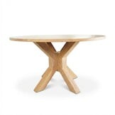 Genua/Karlstad beige dining tuinset | 5 personen | teakhout + kunststof | 140cm rond