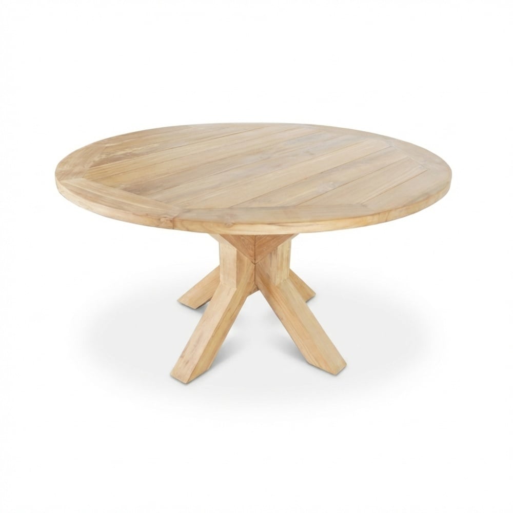 Genua/Karlstad beige dining tuinset | 5 personen | teakhout + kunststof | 140cm rond