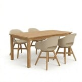 Singapore/Karlstad beige dining tuinset | 4 personen | teakhout + kunststof | 150cm