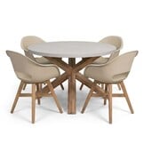 Nancy/Karlstad beige dining tuinset | 4 personen | polystone + kunststof | Ø135cm rond