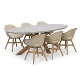 Livorno/Karlstad beige dining tuinset | 6 personen | polystone + kunststof | 240cm