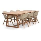Gotenburg/Karlstad beige dining tuinset | 6 personen | teakhout + kunststof | 250cm