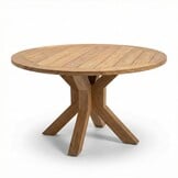 Genua/Karlstad beige dining tuinset | 4 personen | teakhout + kunststof | 120cm rond