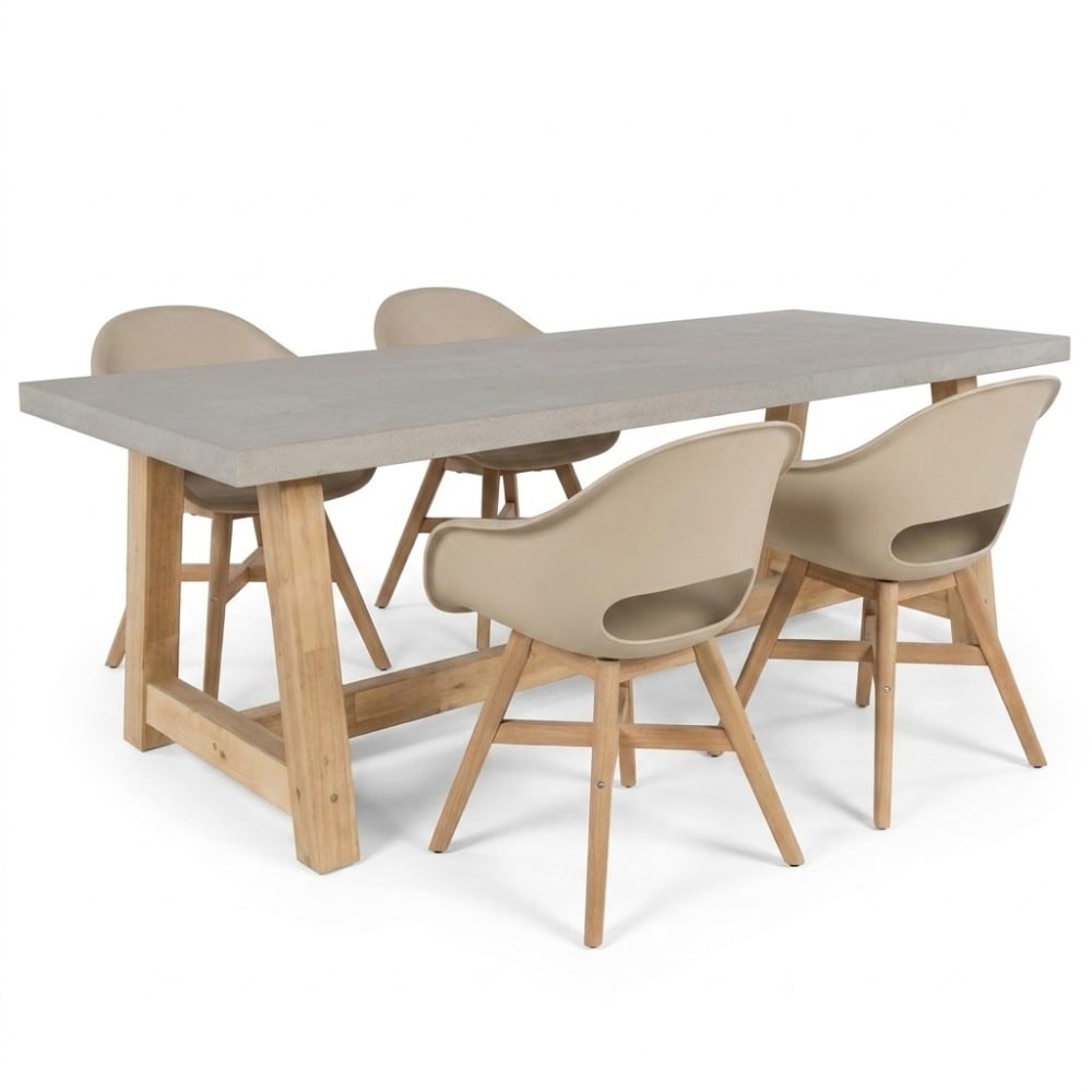 Veltis/Karlstad beige dining tuinset | 4 personen | polystone + kunststof | 200cm