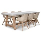 Veltis/Karlstad beige dining tuinset | 6 personen | polystone + kunststof | 250cm