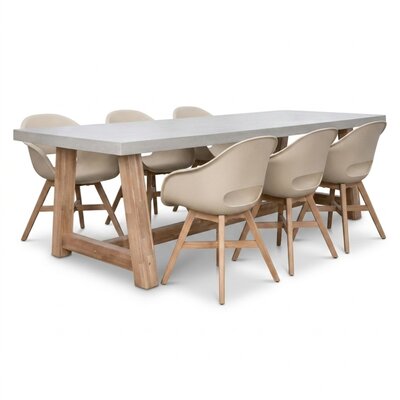 Veltis/Karlstad beige dining tuinset | 6 personen | polystone + kunststof | 250cm