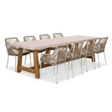 Velora/Seville beige dining tuinset | 8 personen | polystone + touw | 300cm