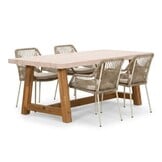 Velora/Seville beige dining tuinset | 4 personen | polystone + touw | 200cm