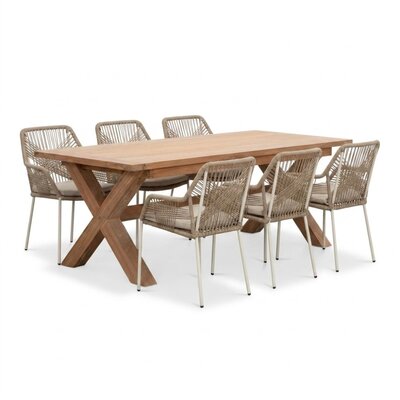 Riga/Seville beige dining tuinset | 4 personen | teakhout + touw | 200cm