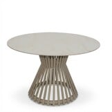 Pasadena/Seville beige dining tuinset | 4 personen | sintered stone + touw | 120cm rond