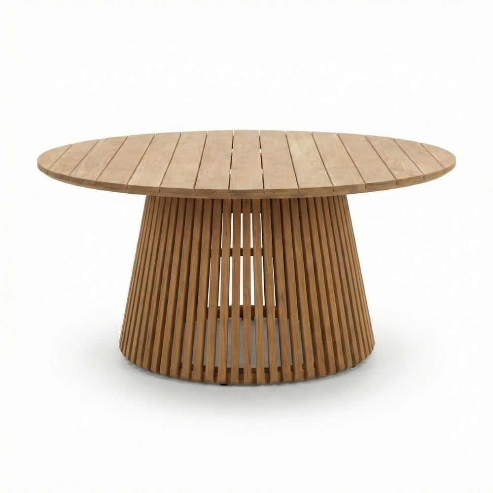 Palau/Seville beige dining tuinset | 8 personen | teakhout + touw | 180cm rond