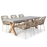 Norwich/Seville beige dining tuinset | 6 personen | polystone + touw | 250cm